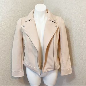 Ann Taylor Twill Blush Pink Moto Jacket